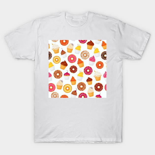 Donut Pattern Dessert Print T-Shirt by bluerockproducts